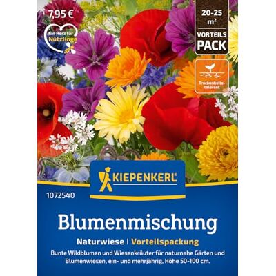Kiepenkerl Blumensamen-Mischung "Naturwiese" 1072540, Sommerblumensaat Bunte Wildblumen und Kräuter für naturnahe Gärten, Blumenwiese, mehrjährig Kiepenkerl Blumensamen-Mischung "Naturwiese" 1072540, Sommerblumensaat Bunte Wildblumen und Kräuter für naturnahe Gärten, Blumenwiese, mehrjährig