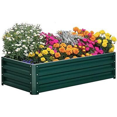 Outsunny Hochbeet Stahl, Pflanzbeet Frühbeet mit Offenem Boden Gartenbeet Blumenkasten Pflanzkasten Gemüsebeet 120x60x30,5 cm für Garten Balkon Terrasse, Pflanzkübel für Blumen, Pflanzen,Obst, Gemüse Outsunny Hochbeet Stahl, Pflanzbeet Frühbeet mit Offenem Boden Gartenbeet Blumenkasten Pflanzkasten Gemüsebeet 120x60x30,5 cm für Garten Balkon Terrasse, Pflanzkübel für Blumen, Pflanzen,Obst, Gemüse