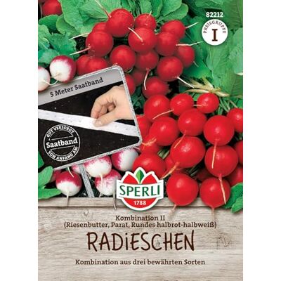 Sperli Radieschensamen Kombination II 82212, Saatband Einfache Aussaat, hohe Erträge, knackig und mild im Geschmack, Pflanzen für 5 laufende Meter Sperli Radieschensamen Kombination II 82212, Saatband Einfache Aussaat, hohe Erträge, knackig und mild im Geschmack, Pflanzen für 5 laufende Meter