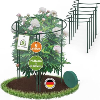 TTL GARDEN Strauchstützen 35cm x 40cm 6er Set + Klettband Pflanzenstütze Stahl rostfrei Kunststoff beschichtet Pflanzenhalter Staudenhalter Blumenhalter Hortensie Rose Pfingstrose Ø 5,5mm grün TTL GARDEN Strauchstützen 35cm x 40cm 6er Set + Klettband Pflanzenstütze Stahl rostfrei Kunststoff beschichtet Pflanzenhalter Staudenhalter Blumenhalter Hortensie Rose Pfingstrose Ø 5,5mm grün