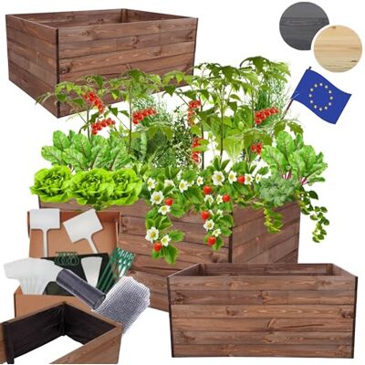 MODO24 Hochbeet Holz, Blumenkasten, Gartenbeet, 54x120x100 cm, Braun Pflanzkasten, Blumenbeet, für Garten, Balkon und Terrasse, Kiefernholz, Massivholz, Gemüsebeet, Kräuterbeet MODO24 Hochbeet Holz, Blumenkasten, Gartenbeet, 54x120x100 cm, Braun Pflanzkasten, Blumenbeet, für Garten, Balkon und Terrasse, Kiefernholz, Massivholz, Gemüsebeet, Kräuterbeet