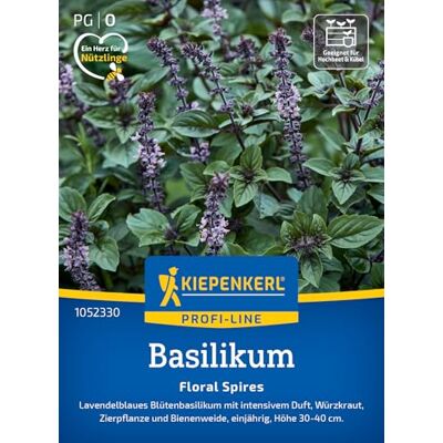 Kiepenkerl Basilikumsamen "Floral Spires" Lavendelblau 1052330, Kräutersaat Lavendelblaues Blütenbasilikum mit intensivem Duft, aromatisch, für Beet, Freiland & Topf Kiepenkerl Basilikumsamen "Floral Spires" Lavendelblau 1052330, Kräutersaat Lavendelblaues Blütenbasilikum mit intensivem Duft, aromatisch, für Beet, Freiland & Topf