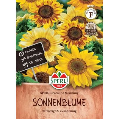 Sperli Sonnenblumensamen 's Pocolino Mischung, Mehrfarbige Kleinblumen, Einjährige 3-4m Hohe Pflanzen, Ideal zum Schnitt, Blütezeit August-Oktober Sperli Sonnenblumensamen 's Pocolino Mischung, Mehrfarbige Kleinblumen, Einjährige 3-4m Hohe Pflanzen, Ideal zum Schnitt, Blütezeit August-Oktober
