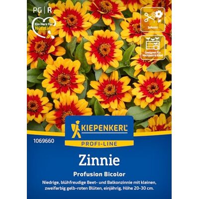 Kiepenkerl Zinniensamen Profusion Bicolor 1069660, Blumensaat Niedrige, blühfreudige Beet- und Balkonzinnie mit zweifarbigen Blüten, für Beet & Balkonkasten Kiepenkerl Zinniensamen Profusion Bicolor 1069660, Blumensaat Niedrige, blühfreudige Beet- und Balkonzinnie mit zweifarbigen Blüten, für Beet & Balkonkasten