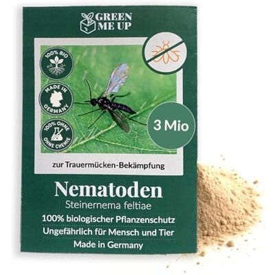 Green Me Up SF Nematoden gegen Trauermücken – 3 Mio. für ca. 30 Pflanzen (6 m²) – Bekämpft Trauermücken & kleine Fliegen – Biologische Schädlingsbekämpfung frisch aus der Gärtnerei– Green Me Up SF Nematoden gegen Trauermücken – 3 Mio. für ca. 30 Pflanzen (6 m²) – Bekämpft Trauermücken & kleine Fliegen – Biologische Schädlingsbekämpfung frisch aus der Gärtnerei–