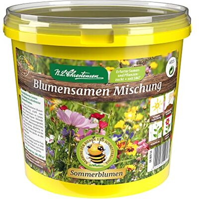 Chrestensen Blumensamen Mischung Blumenwiese und Nahrungsquelle für Bienen, Sommerblumen, reicht für 100 bis 200 m2 (1L Eimer) Chrestensen Blumensamen Mischung Blumenwiese und Nahrungsquelle für Bienen, Sommerblumen, reicht für 100 bis 200 m2 (1L Eimer)