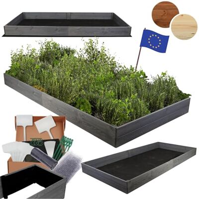 MODO24 Hochbeet Holz, Blumenkasten, Gartenbeet, 18x163x117 cm, Grau Robuster Pflanzkübel & Blumenbeet für Garten, Terrasse & Balkon, Hochbeet für Gemüsegarten, Naturholz Holzbeet Anzuchtbeet MODO24 Hochbeet Holz, Blumenkasten, Gartenbeet, 18x163x117 cm, Grau Robuster Pflanzkübel & Blumenbeet für Garten, Terrasse & Balkon, Hochbeet für Gemüsegarten, Naturholz Holzbeet Anzuchtbeet
