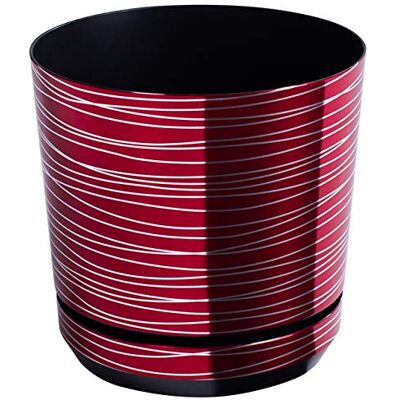KORAD Blumentopf/Übertopf Rot mit Streifen 26 cm Pflanzkübel aus Hochwertiger Kunststoff Dekorativer Topf für Pflanzen KORAD Blumentopf/Übertopf Rot mit Streifen 26 cm Pflanzkübel aus Hochwertiger Kunststoff Dekorativer Topf für Pflanzen