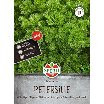 Sperli Petersiliensamen "Menuette" 84275, Kräutersaat Aromatische Petersilie mit fein gefiederten Blättern, würzig für Salate, Suppen und Soßen, 1 Portion Sperli Petersiliensamen "Menuette" 84275, Kräutersaat Aromatische Petersilie mit fein gefiederten Blättern, würzig für Salate, Suppen und Soßen, 1 Portion