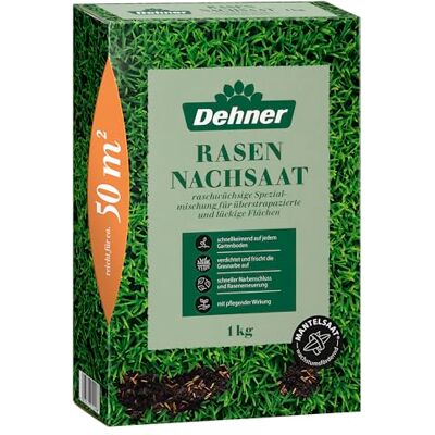 Dehner Saatgut Rasen-Nachsaat, hochwertige Rasensamen zur Regeneration geschädigter Rasenflächen, schnell keimend/pflegeleicht, mit Mantelsaat für optimalen Bodenkontakt, 1 kg für ca. 50 m² Dehner Saatgut Rasen-Nachsaat, hochwertige Rasensamen zur Regeneration geschädigter Rasenflächen, schnell keimend/pflegeleicht, mit Mantelsaat für optimalen Bodenkontakt, 1 kg für ca. 50 m²