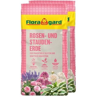 Floragard Rosen und Staudenerde 80 Liter (2x40L) torfreduzierte Spezialerde mit Ton für Rosen im Garten und im Kübel Floragard Rosen und Staudenerde 80 Liter (2x40L) torfreduzierte Spezialerde mit Ton für Rosen im Garten und im Kübel