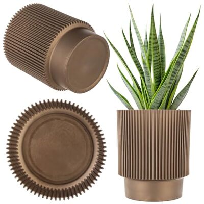 KADAX Dekorativer Blumentopf aus Kunststoff, Runder Pflanzentopf für Innen- und Außenbereich, Moderner Übertopf für Zimmerpflanzen (Golden, 14cm) KADAX Dekorativer Blumentopf aus Kunststoff, Runder Pflanzentopf für Innen- und Außenbereich, Moderner Übertopf für Zimmerpflanzen (Golden, 14cm)