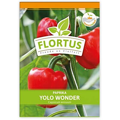 FLORTUS Freude an Vielfalt FLORTUS Paprika Yolo Wonder Gemüsesamen Paprikasamen Samen zur Anzucht für Garten, Balkon, Küche & Fensterbank FLORTUS Freude an Vielfalt FLORTUS Paprika Yolo Wonder Gemüsesamen Paprikasamen Samen zur Anzucht für Garten, Balkon, Küche & Fensterbank