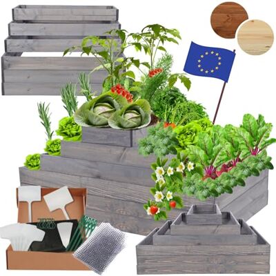 MODO24 Hochbeet Holz, Blumenkasten, Gartenbeet, 54x117x60cm, Grau Pflanzkasten, Blumenbeet, für Garten, Balkon und Terrasse, Kiefernholz, Massivholz, Gemüsebeet, Kräuterbeet MODO24 Hochbeet Holz, Blumenkasten, Gartenbeet, 54x117x60cm, Grau Pflanzkasten, Blumenbeet, für Garten, Balkon und Terrasse, Kiefernholz, Massivholz, Gemüsebeet, Kräuterbeet