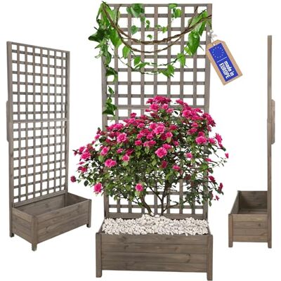 MODO24 Blumenkasten mit Rankgitter Pflanzkübel 190x80x40 cm, Grau FSC-Zertifizierte Blumenkästen & Pflanzkübel mit Rankhilfe, Dekorativer Pflanzkasten & Rankgitter Garten, Terrasse & Balkon MODO24 Blumenkasten mit Rankgitter Pflanzkübel 190x80x40 cm, Grau FSC-Zertifizierte Blumenkästen & Pflanzkübel mit Rankhilfe, Dekorativer Pflanzkasten & Rankgitter Garten, Terrasse & Balkon