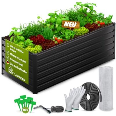 TTL GARDEN 180x80x60cm Meadow L MIDI Metall Hochbeet Anthrazit Stahl Blech rostfrei verzinkt & grau lackiert rechteckige Form sehr stabil Garten Beet für Gemüse Kräuter Blumen Garten Gemüsebeet TTL GARDEN 180x80x60cm Meadow L MIDI Metall Hochbeet Anthrazit Stahl Blech rostfrei verzinkt & grau lackiert rechteckige Form sehr stabil Garten Beet für Gemüse Kräuter Blumen Garten Gemüsebeet