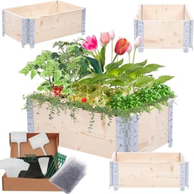 MODO24 Hochbeet Holz, Blumenkasten, Gartenbeet, 20x60x40 cm, Natur Robustes Kräuterbeet & Gemüsebeet aus Kiefernholz, Dekorativer Pflanzkasten & Blumenbeet für Garten, Balkon & Terrasse MODO24 Hochbeet Holz, Blumenkasten, Gartenbeet, 20x60x40 cm, Natur Robustes Kräuterbeet & Gemüsebeet aus Kiefernholz, Dekorativer Pflanzkasten & Blumenbeet für Garten, Balkon & Terrasse