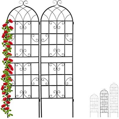 Relaxdays Rankgitter Metall, 2er Set, zum Stecken, Rankhilfe für Kletterpflanzen, 180 x 50 cm, Spalier Garten, schwarz Relaxdays Rankgitter Metall, 2er Set, zum Stecken, Rankhilfe für Kletterpflanzen, 180 x 50 cm, Spalier Garten, schwarz