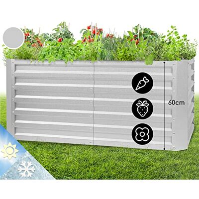 blumfeldt Hochbeet aus Metall, Wetterfestes Stahl-Hochbeet für Balkon & Garten, Rostfreies Verzinkt, Freistehende Hochbeete 120x60x60 cm, 432L Pflanzkübel Groß für Blumen, Obst, Gemüse blumfeldt Hochbeet aus Metall, Wetterfestes Stahl-Hochbeet für Balkon & Garten, Rostfreies Verzinkt, Freistehende Hochbeete 120x60x60 cm, 432L Pflanzkübel Groß für Blumen, Obst, Gemüse
