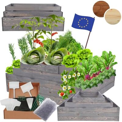 MODO24 Hochbeet Holz, Blumenkasten, Gartenbeet, 45x117x120cm, Grau Pflanzkasten, Blumenbeet, für Garten, Balkon und Terrasse, Kiefernholz, Massivholz, Gemüsebeet, Kräuterbeet MODO24 Hochbeet Holz, Blumenkasten, Gartenbeet, 45x117x120cm, Grau Pflanzkasten, Blumenbeet, für Garten, Balkon und Terrasse, Kiefernholz, Massivholz, Gemüsebeet, Kräuterbeet