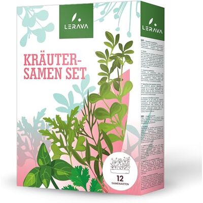 LERAVA Kräutersamen Set – 12 Sorten: Basilikum Samen, Petersilie Samen, Koriander, Oregano & mehr – Saatgut für frische Kräuter im Garten oder Topf, Premium Samen für Küche & Balkon Samen set, seeds LERAVA Kräutersamen Set – 12 Sorten: Basilikum Samen, Petersilie Samen, Koriander, Oregano & mehr – Saatgut für frische Kräuter im Garten oder Topf, Premium Samen für Küche & Balkon Samen set, seeds