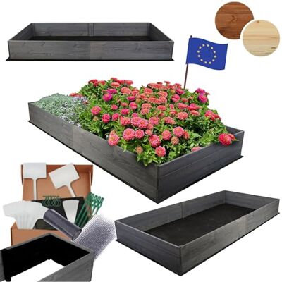 MODO24 Hochbeet Holz, Blumenkasten, Gartenbeet, 27x237x100 cm, Grau Pflanzkasten, Blumenbeet, für Garten, Balkon und Terrasse, Kiefernholz, Massivholz, Gemüsebeet, Kräuterbeet MODO24 Hochbeet Holz, Blumenkasten, Gartenbeet, 27x237x100 cm, Grau Pflanzkasten, Blumenbeet, für Garten, Balkon und Terrasse, Kiefernholz, Massivholz, Gemüsebeet, Kräuterbeet