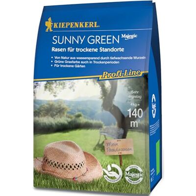 Kiepenkerl Profi-Line Sunny Green Rasen für trockene Standorte 666207 Trockenrasen, Rasensamen sonnig, Rasen trocken, Rasensaat schnellkeimend, Qualitätsrasen aus Spitzensorten, 4 kg Kiepenkerl Profi-Line Sunny Green Rasen für trockene Standorte 666207 Trockenrasen, Rasensamen sonnig, Rasen trocken, Rasensaat schnellkeimend, Qualitätsrasen aus Spitzensorten, 4 kg
