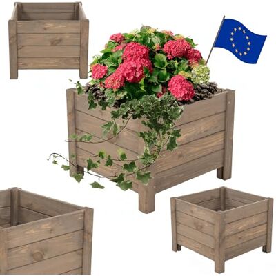 MODO24 Blumenkasten Holz Pflanzkübel Kiefer 31x40x40 cm, Grau FSC-Zertifizierte Blumenkästen & Pflanzkübel mit Rankhilfe, Dekorativer Pflanzkasten & Rankgitter Garten, Terrasse & Balkon MODO24 Blumenkasten Holz Pflanzkübel Kiefer 31x40x40 cm, Grau FSC-Zertifizierte Blumenkästen & Pflanzkübel mit Rankhilfe, Dekorativer Pflanzkasten & Rankgitter Garten, Terrasse & Balkon