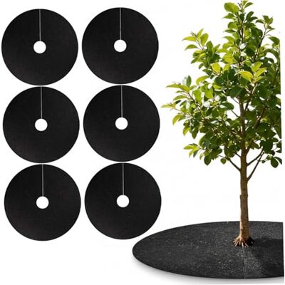 Lcarege Baumringe, runder Baummulchring mit vorgeschnittenem Loch, robuste Vlies-Unkrautbarriere für Garten, Rasen, Landschaftsbau, S, 6 Stück Lcarege Baumringe, runder Baummulchring mit vorgeschnittenem Loch, robuste Vlies-Unkrautbarriere für Garten, Rasen, Landschaftsbau, S, 6 Stück