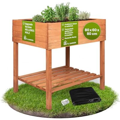 TTL GARDEN 80x60x80cm Balkon Hochbeet Siena L aus Holz mit Ablageboden & Folie Pflanzkasten & Blumenkasten Tannenholz wetterfest Pflanzbeet Kräuterbeet Blumenbeet für Garten Balkon Terrasse Braun TTL GARDEN 80x60x80cm Balkon Hochbeet Siena L aus Holz mit Ablageboden & Folie Pflanzkasten & Blumenkasten Tannenholz wetterfest Pflanzbeet Kräuterbeet Blumenbeet für Garten Balkon Terrasse Braun