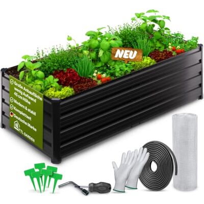 TTL GARDEN 180x80x45cm Meadow L Low Metall Hochbeet Anthrazit Stahl Blech rostfrei verzinkt & grau lackiert rechteckige Form sehr stabil Garten Beet für Gemüse Kräuter Blumen Garten Gemüsebeet TTL GARDEN 180x80x45cm Meadow L Low Metall Hochbeet Anthrazit Stahl Blech rostfrei verzinkt & grau lackiert rechteckige Form sehr stabil Garten Beet für Gemüse Kräuter Blumen Garten Gemüsebeet