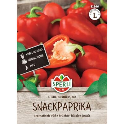 Sperli Snackpaprikasamen "'s Fitness" Rot F1 81866, Gemüsesaat Saftige Paprika Samen mit hoher Keimrate, für Salate & Grillen, Saatgut für Freiland & Gewächshaus Sperli Snackpaprikasamen "'s Fitness" Rot F1 81866, Gemüsesaat Saftige Paprika Samen mit hoher Keimrate, für Salate & Grillen, Saatgut für Freiland & Gewächshaus