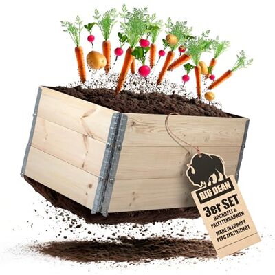 BigDean 3 Stück Hochbeet für Garten Holz Beet Hochbeete-Kit Palettenrahmen 120x80cm BigDean 3 Stück Hochbeet für Garten Holz Beet Hochbeete-Kit Palettenrahmen 120x80cm