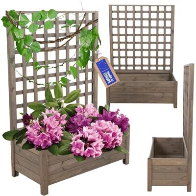 MODO24 Blumenkasten mit Rankgitter Pflanzkübel 116x80x40 cm, Grau FSC-Zertifizierte Blumenkästen & Pflanzkübel mit Rankhilfe, Dekorativer Pflanzkasten & Rankgitter Garten, Terrasse & Balkon MODO24 Blumenkasten mit Rankgitter Pflanzkübel 116x80x40 cm, Grau FSC-Zertifizierte Blumenkästen & Pflanzkübel mit Rankhilfe, Dekorativer Pflanzkasten & Rankgitter Garten, Terrasse & Balkon