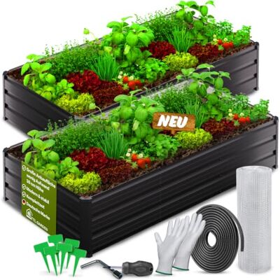 TTL GARDEN 2er Set 180x90x30cm Meadow L Flat Metall Hochbeet Anthrazit Stahl Blech rostfrei verzinkt & grau lackiert rechteckige Form sehr stabil Garten Beet Gemüse Kräuter Blumen Gemüsebeet TTL GARDEN 2er Set 180x90x30cm Meadow L Flat Metall Hochbeet Anthrazit Stahl Blech rostfrei verzinkt & grau lackiert rechteckige Form sehr stabil Garten Beet Gemüse Kräuter Blumen Gemüsebeet