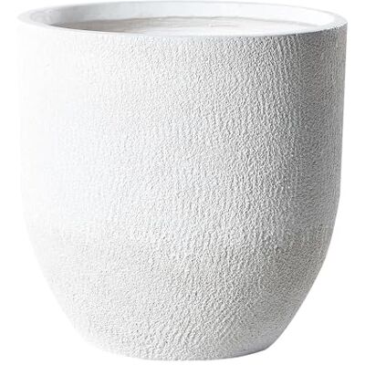 Beliani Outdoor Blumentopf Beton-Optik weiß rund 46 x 46 x 46 cm Modern Kannia Beliani Outdoor Blumentopf Beton-Optik weiß rund 46 x 46 x 46 cm Modern Kannia