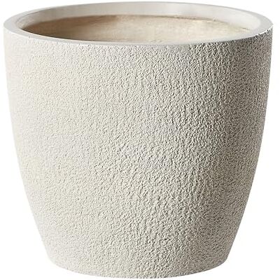 Beliani Outdoor Blumentopf Beton-Optik weiß rund 36 x 36 x 32 cm Modern Kannia Beliani Outdoor Blumentopf Beton-Optik weiß rund 36 x 36 x 32 cm Modern Kannia