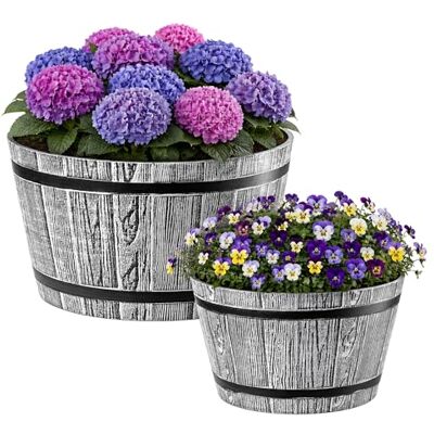 Kadax Großer Kunststoff-Blumentopf - Holzimitat - 30 & 40cm Kadax Großer Kunststoff-Blumentopf - Holzimitat - 30 & 40cm