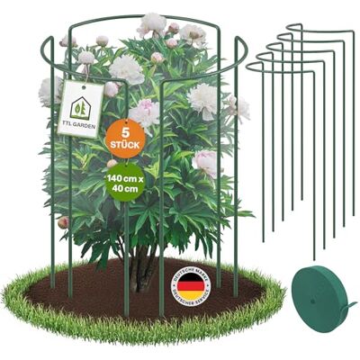 TTL GARDEN Strauchstützen 140cm x 40cm 5er Set + Klettband Pflanzenstütze Stahl rostfrei Kunststoff beschichtet Pflanzenhalter Staudenhalter Blumenhalter Hortensie Rosen Pfingstrosen Ø 5,5mm grün TTL GARDEN Strauchstützen 140cm x 40cm 5er Set + Klettband Pflanzenstütze Stahl rostfrei Kunststoff beschichtet Pflanzenhalter Staudenhalter Blumenhalter Hortensie Rosen Pfingstrosen Ø 5,5mm grün