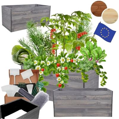 MODO24 Hochbeet Holz, Blumenkasten, Gartenbeet, 54x120x60 cm, Grau Robuster Pflanzkübel & Blumenbeet für Garten, Terrasse & Balkon, Hochbeet für Gemüsegarten, Naturholz Holzbeet Anzuchtbeet MODO24 Hochbeet Holz, Blumenkasten, Gartenbeet, 54x120x60 cm, Grau Robuster Pflanzkübel & Blumenbeet für Garten, Terrasse & Balkon, Hochbeet für Gemüsegarten, Naturholz Holzbeet Anzuchtbeet