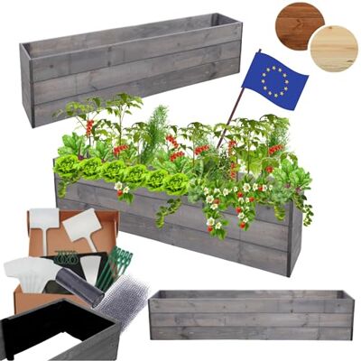 MODO24 Hochbeet Holz, Blumenkasten, Gartenbeet, 27x120x30 cm, Grau Robuster Pflanzkübel & Blumenbeet für Garten, Terrasse & Balkon, Hochbeet für Gemüsegarten, Naturholz Holzbeet Anzuchtbeet MODO24 Hochbeet Holz, Blumenkasten, Gartenbeet, 27x120x30 cm, Grau Robuster Pflanzkübel & Blumenbeet für Garten, Terrasse & Balkon, Hochbeet für Gemüsegarten, Naturholz Holzbeet Anzuchtbeet