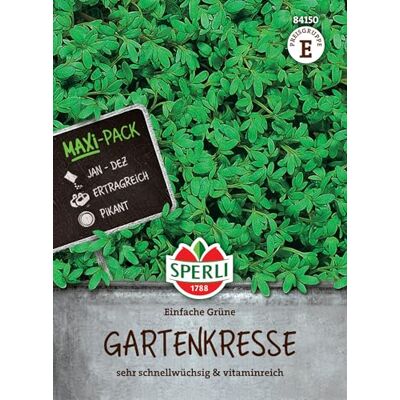 Sperli Gartenkressesamen Einfache Grüne, MaxiPack 50g, 84150 sehr schnellwüchsig und vitaminreich Ertragreich Pikant Inhalt für 45-50 lfd. Meter Kresse Anzuchtschalen Sperli Gartenkressesamen Einfache Grüne, MaxiPack 50g, 84150 sehr schnellwüchsig und vitaminreich Ertragreich Pikant Inhalt für 45-50 lfd. Meter Kresse Anzuchtschalen