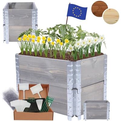 MODO24 Hochbeet Holz, Blumenkasten, Gartenbeet, 40x60x40 cm, Grau Robustes Kräuterbeet & Gemüsebeet aus Kiefernholz, Dekorativer Pflanzkasten & Blumenbeet für Garten, Balkon & Terrasse MODO24 Hochbeet Holz, Blumenkasten, Gartenbeet, 40x60x40 cm, Grau Robustes Kräuterbeet & Gemüsebeet aus Kiefernholz, Dekorativer Pflanzkasten & Blumenbeet für Garten, Balkon & Terrasse