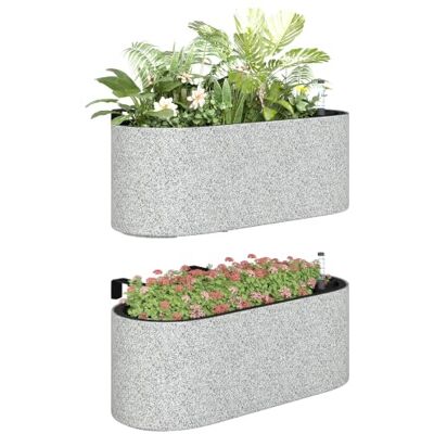 Outsunny Blumentopf Hängend mit Ablaufsystem 42 x 16 x 15 cm Hellgrau Pflanzkübel, Loch Haken, 2er Set, Pflanztöpfe, Oval Pflanztopf, Blumenkübel, für Tomaten Blumen, Garten Balkon, Breit Outsunny Blumentopf Hängend mit Ablaufsystem 42 x 16 x 15 cm Hellgrau Pflanzkübel, Loch Haken, 2er Set, Pflanztöpfe, Oval Pflanztopf, Blumenkübel, für Tomaten Blumen, Garten Balkon, Breit