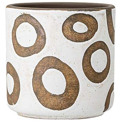 Bloomingville AVO Blumentopf aus Terrakotta in der Farbe Braun-Weiß, Maße: 12cm x 12cm x 12cm, 82048990 Bloomingville AVO Blumentopf aus Terrakotta in der Farbe Braun-Weiß, Maße: 12cm x 12cm x 12cm, 82048990