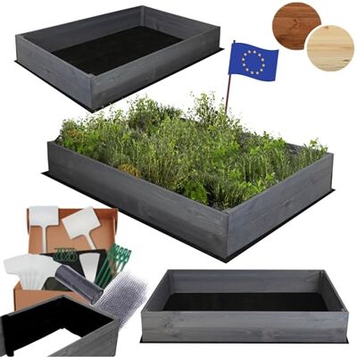 MODO24 Hochbeet Holz, Blumenkasten, Gartenbeet, 18x120x60 cm, Grau Robuster Pflanzkübel & Blumenbeet für Garten, Terrasse & Balkon, Hochbeet für Gemüsegarten, Naturholz Holzbeet Anzuchtbeet MODO24 Hochbeet Holz, Blumenkasten, Gartenbeet, 18x120x60 cm, Grau Robuster Pflanzkübel & Blumenbeet für Garten, Terrasse & Balkon, Hochbeet für Gemüsegarten, Naturholz Holzbeet Anzuchtbeet