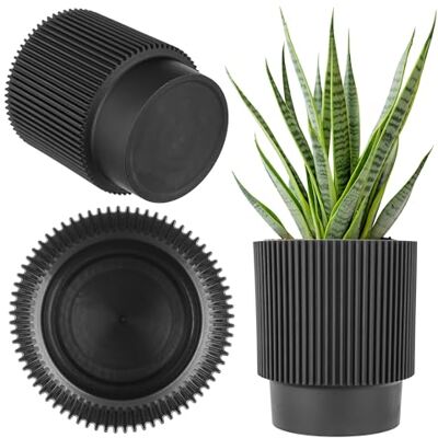 KADAX Dekorativer Blumentopf aus Kunststoff, Runder Pflanzentopf für Innen- und Außenbereich, Moderner Übertopf für Zimmerpflanzen (Schwarz, 14cm) KADAX Dekorativer Blumentopf aus Kunststoff, Runder Pflanzentopf für Innen- und Außenbereich, Moderner Übertopf für Zimmerpflanzen (Schwarz, 14cm)