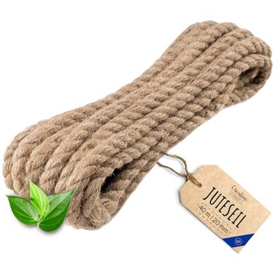 Creative Juteseil Juteschnur 40m Lang 20mm Dickes Seil Personalisierung alle 5m möglich Jute Hanfseil Tau Schnur Gedreht Garn Kordel Naturfaser Braunes Deko Handlauf DIY Garten Creative Juteseil Juteschnur 40m Lang 20mm Dickes Seil Personalisierung alle 5m möglich Jute Hanfseil Tau Schnur Gedreht Garn Kordel Naturfaser Braunes Deko Handlauf DIY Garten