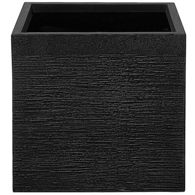 Beliani Praktischer Blumentopf 40 x 40 x 38 cm Steingemisch schwarz Paros Beliani Praktischer Blumentopf 40 x 40 x 38 cm Steingemisch schwarz Paros