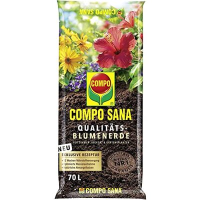 Compo SANA Qualitäts-Blumenerde 70 L, 12 Wochen Nährstoffversorgung Hochwertige Blumenerde für Zimmer-, Balkon- u. Gartenpflanzen, kompletter Spurennährstoff-Mix für sichtbar gesündere Pflanzen Compo SANA Qualitäts-Blumenerde 70 L, 12 Wochen Nährstoffversorgung Hochwertige Blumenerde für Zimmer-, Balkon- u. Gartenpflanzen, kompletter Spurennährstoff-Mix für sichtbar gesündere Pflanzen